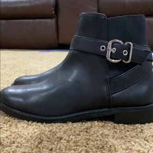 Black buckle booties